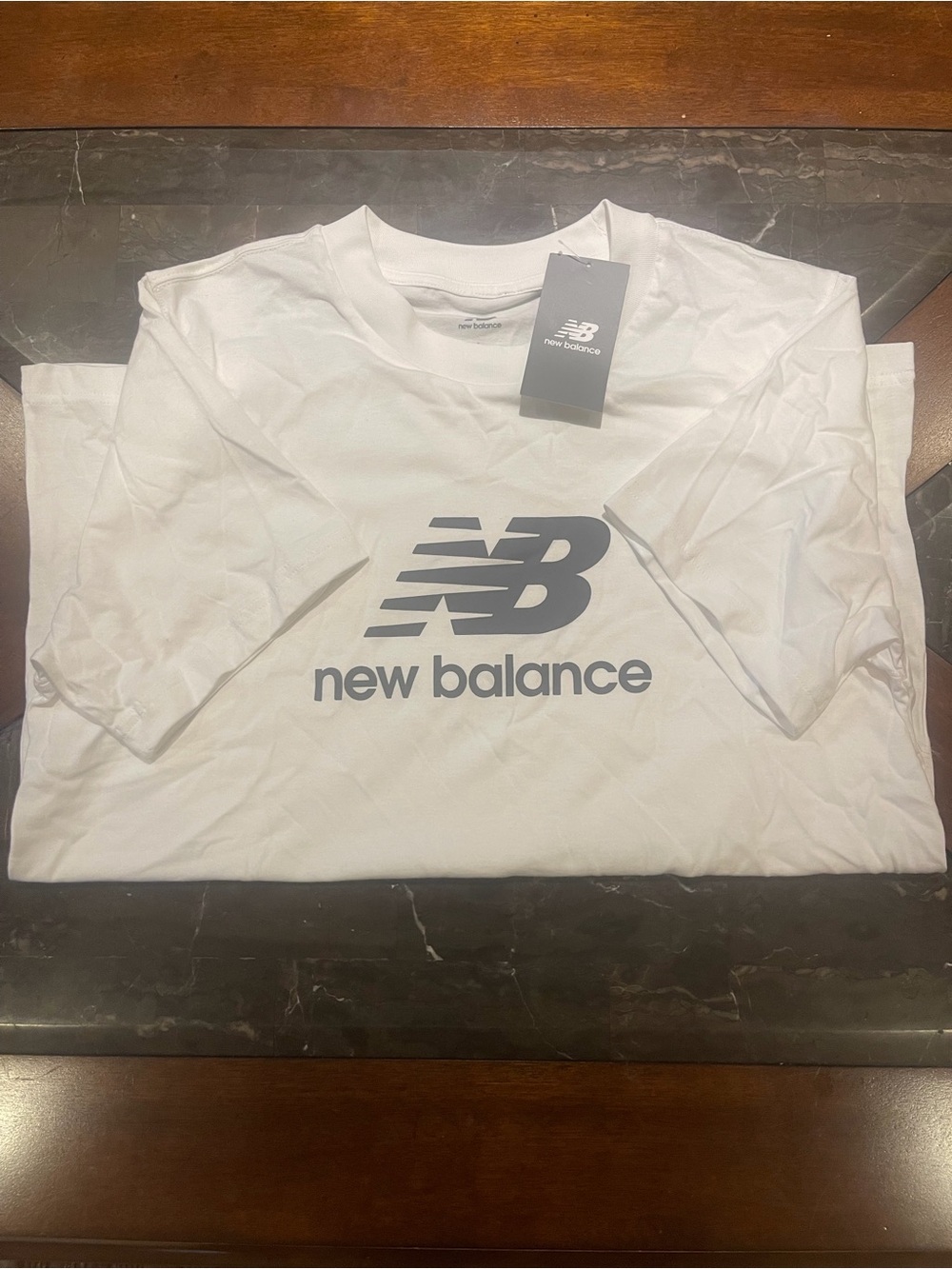 New Balance White T-Shirt with Gray Logo